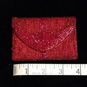 Small red beaded pouch